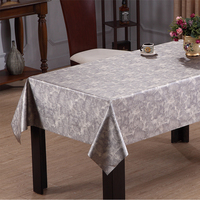 Nappe rectangulaire en PVC argenté métallisé RNPT avec support en tissu, facile à nettoyer, pour table à manger