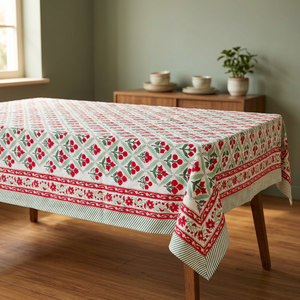 Nappe carrée en coton imprimé floral, faite à la main, écologique, de haute qualité, lavable, pour usage domestique, blanche, rouge, verte - Product Image 1
