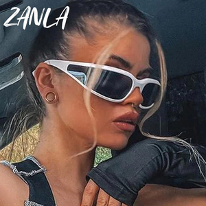 Mode <span class=keywords><strong>rose</strong></span> Y2k Punk tordu lunettes Cyberpunk lunettes de soleil hommes femmes 2024 Cool fête cyclisme conduite sport lunettes lunettes de soleil - Product Image 3