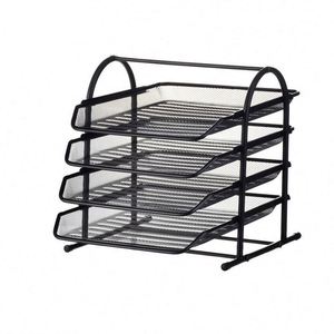 Office <b>Table</b> Sorter Circular Arc 4-layer Metal Mesh File Rack Magazine Sorting Rack Office Home School File Rack - Product Image 1