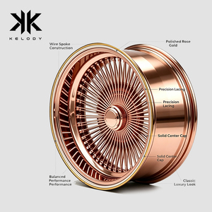 Cerchi a Raggi Profondi 100 Raggi Oro Rosa Cromato Knock-Off 13 <span class=keywords><strong>14</strong></span> 15 17 18 20 Pollici Nuovi ET 25mm Lowrider Classici - Product Image 4