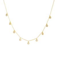 Collier Chandelier Personnalisé en Argent Sterling 925 Plaqué Or avec Zircon Rond et Sertissage Fin pour Femme