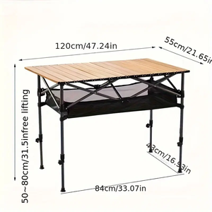Outdoor Furniture Portable Roll up Picnic <b>Table</b> Camping <b>Table</b> Lightweight Rustless <b>Adjustable</b> Height Foldable Picnic <b>Table</b> - Product Image 2