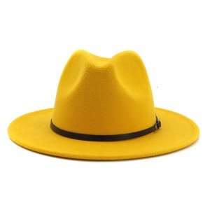 Sombrero Panamá clásico de ala ancha personalizado para hombre y mujer, sombreros Fedora al por mayor con diseño de hebilla de cinturón de cuero PU - Product Image 6