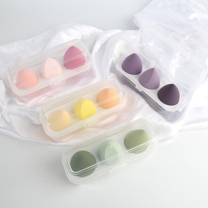 Ensemble de 3 éponges de maquillage sans latex, super douces, multicolores, avec rangement pour le fond de teint - Product Image 5