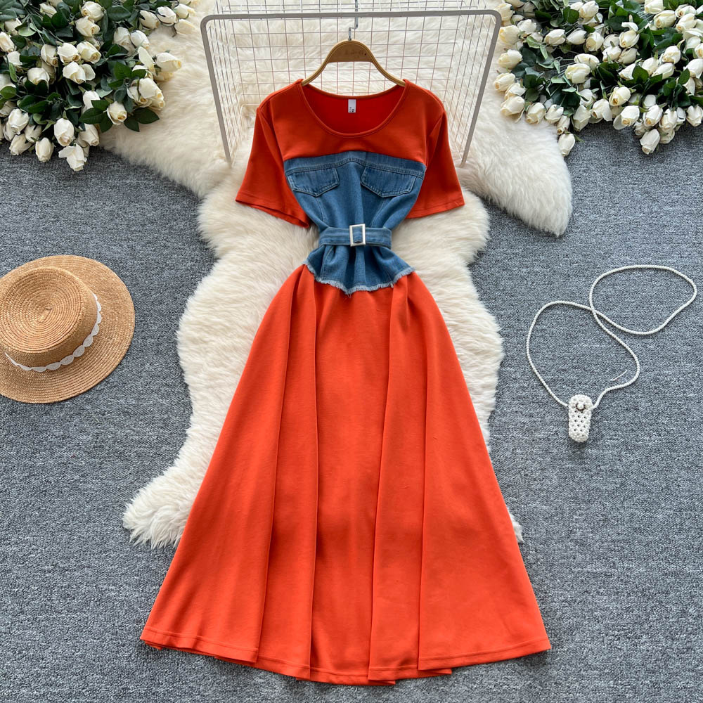 sachin and babi light blue dress Low Price Korean Midi Dress Cotton Linen & Elastic Waist