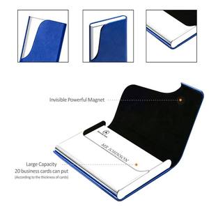 Tarjetero de Metal de cuero PU personalizado Delgado, Tarjetero con nombre comercial, tarjetero magnético, tarjetero de identificación, billetera - Product Image 6