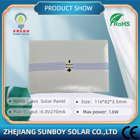 Panneaux solaires miniatures SUNBOY SOLAR 6.0V 1.6W 116x82mm PERC monocristallins sans cadre en verre, efficacité 22%, 12 cellules, 2BB Busbar, pour artisanat
