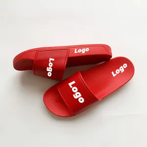 Sandalias planas de marca personalizada, zapatillas deslizantes de baño de estilo coreano, zapatillas deslizantes de PVC para mujer