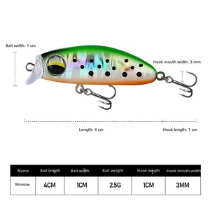 Señuelo Duro Minnow de 4cm para Pesca de Depredadores en Agua Dulce Pequeña, con Acción de Nado Natural, de Fábrica - Product Image 2