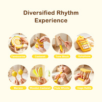 Muwantu 11 Pcs Orff Wooden Musical Instrument Set Kids Percussion Toy Xylophone Hand Drum Castanet Early Learning Music Toy Kit
