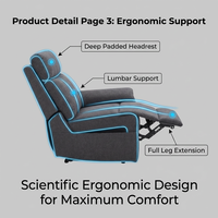 Canapé sectionnel inclinable Frank Premium en cuir respirant avec haut-parleur Bluetooth pour salon, cinéma familial, soirée