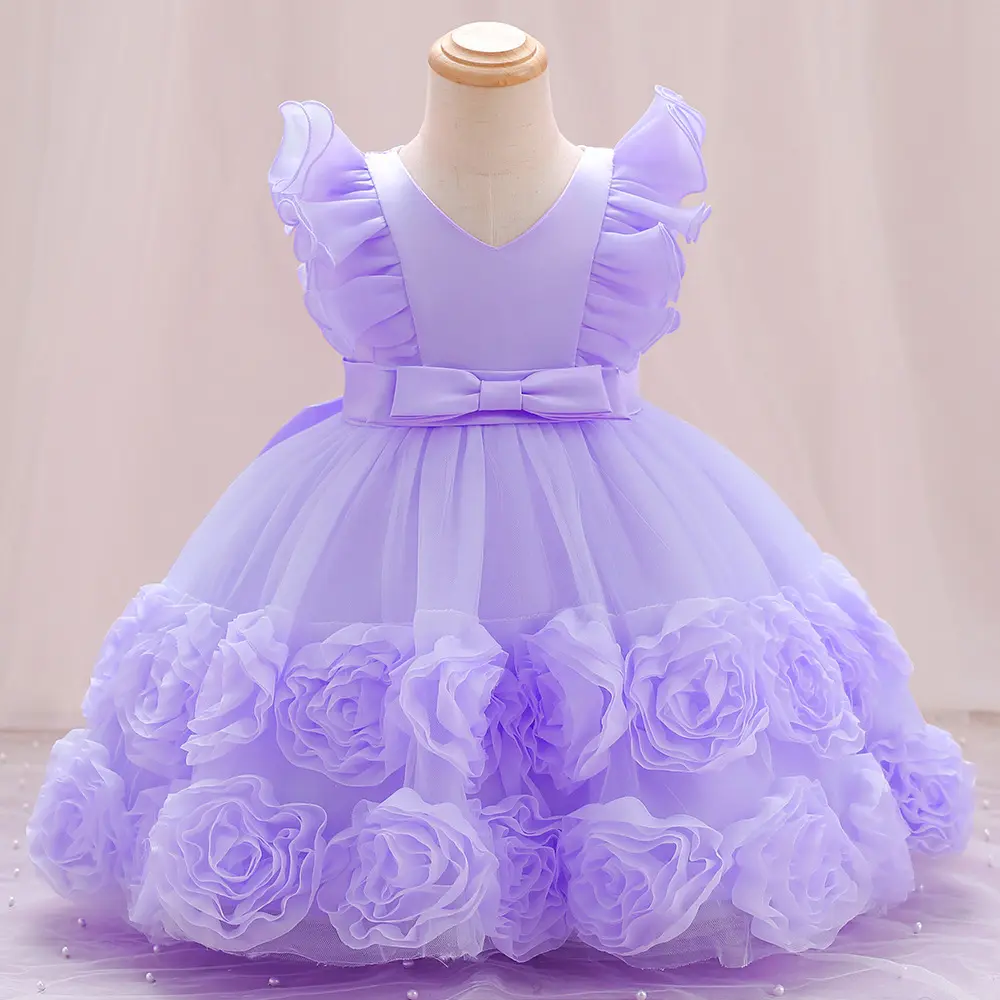 Robe Tutu de princesse pour bébé fille de 0 à 24 mois, motif floral, pour fête de mariage, anniversaire de 1 an