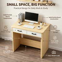 Bureau d'ordinateur avec 2 tiroirs, table d'étude et d'écriture en panneau de particules imitation bois pour chambre et petit bureau