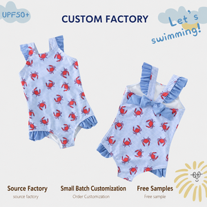 Traje de baño lindo para niñas pequeñas, con tirantes con volantes, de una pieza, con detalle de lazo en la espalda, estampado a rayas, para verano, piscina, <span class=keywords><strong>playa</strong></span>, vacaciones, diversión - Product Image 1