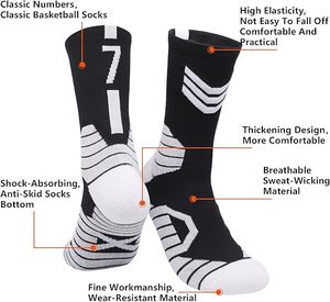 Chaussettes de basketball pratiques mi-mollet avec semelle en tissu éponge pour la course et le sport - Product Image 5