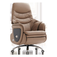 Chaise de bureau confortable pour le travail sédentaire, chaise de bureau électrique intelligente en cuir, inclinable, massage, design luxueux, base cinq étoiles