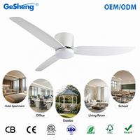 Ventilateur de plafond LED Gesheng 52 pouces avec lumière, profil bas, 3 pales en ABS, moteur DC moderne pour salon, certification CB CE ETL