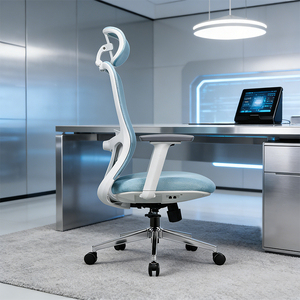 Chaise de direction en maille, chaise de bureau ergonomique en maille, chaise de bureau pivotante en métal et aluminium - Product Image 2