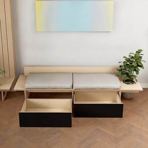 महासागर-शैली ठोस लकड़ी रंग-अवरुद्ध डिजाइन लिविंग रूम सीधे-लाइन भंडारण तीन-सीटर फर्श सोफे अनुकूलन योग्य चल सकता है। - Product Image 4