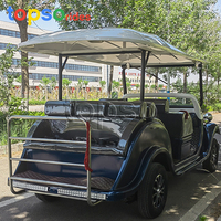 Voiture électrique vintage pour le tourisme en plein air, les attractions et les parcs, les centres commerciaux, construction en fibre de verre, batterie 72V