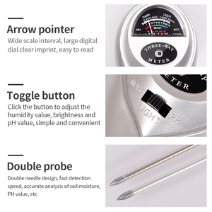 Großhandel 3-in-1 Bodendetektor <span class=keywords><strong>PH</strong></span>-Feuchtigkeitssensor Bodenmeter Tester Licht- und Luftfeuchtigkeitsprüfung für Gartengärten Indoor- und Outdoor - Product Image 4