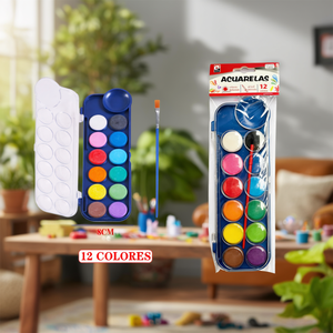 Set di pittura ad acquerello in polvere da 12 colori con pennello 24x8 cm, materiali artistici per bambini e adulti - Product Image 3