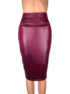 Ecowalson Women's Shiny Liquid Wet Look <strong>Flared</strong> Bodycon Pencil <strong>Skirts</strong> Sexy Short PU <strong>Skirts</strong> - Product Image 4
