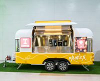 Remorque à café mobile en acier inoxydable de 14,8 pieds entièrement équipée, camion de crème glacée, camion de barbecue, camion de hamburgers, camion de pizzas, camion de boissons fruitées, camion de restauration