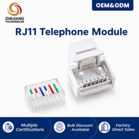 RJ11 Cat3 Jack Keystone Telepon Tanpa Alat RJ12 6P6C Modul Trapesium Transmisi Data