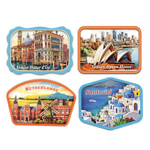 Imán de nevera de madera 2025, recuerdo turístico de Ciudad de Europa y Países Bajos, imán de nevera personalizado de madera para suministros decorativos - Product Image 1