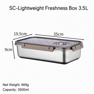 Lonchera de Acero Inoxidable 304 de Grado Alimenticio, Simple, para Refrigerador, Caja de Almacenamiento Sellada para Frutas - Product Image 4