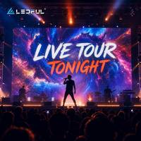 Écran LED événementiel P2.9 pour scène de tournée de concert avec raccordement incurvé, cabinet 500x500mm, installation rapide, location et installation