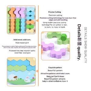 <span class=keywords><strong>Jeu</strong></span> d'empilage éducatif <span class=keywords><strong>en</strong></span> <span class=keywords><strong>bois</strong></span> pour enfants, jouet de table interactif pour garçons et filles, construction de tours parent-enfant - Product Image 4
