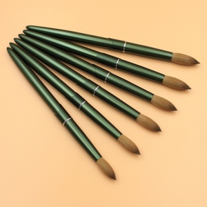 Yalixin Custom Logo Green Metal Handle 100% Sable Kolinsky <b>Round</b> Head Green Ferrule Acrylic Nail <b>Brush</b> for Acrylic Powder - Product Image 3