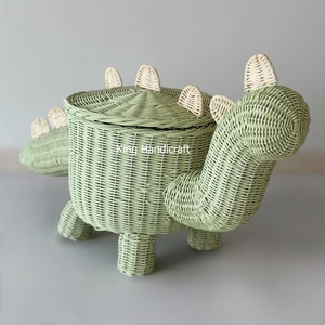 Cesta de Almacenamiento Hecha a Mano con Forma de Rinoceronte de Ratán con Tapa, Organizador de Juguetes con Forma de Animal Natural de Vietnam - Product Image 4