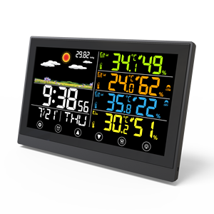 Đặc biệt cung cấp OEM hộ gia đình Trạm thời tiết không dây Trạm thời tiết hiển thị màu Trạm thời tiết với 3 cảm biến không dây - Product Image 1