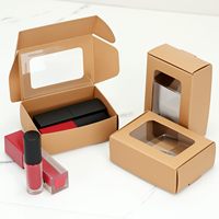 QWORK 30 boîtes rectangulaires en papier kraft avec fenêtre transparente en PVC 85x60x30mm Emballage cadeau et artisanat pour célébrations
