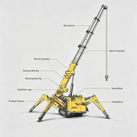 Grue sur chenilles compacte 3T télécommandée diesel-électrique de type araignée