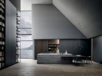 Kabinet Dapur Modular Kustom Kelas Atas Lampu Sensor Pintar Anti-Penuaan Desain Dapur Modern Wastafel Granit untuk Vila Mewah