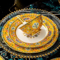Service de table en céramique de Jingdezhen personnalisé, style chinois, émail, style palais, bols, assiettes, plats, compatible micro-ondes, cadeau d'entreprise