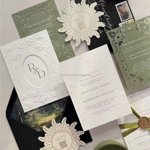 Tarjetas de Invitación de Boda con Grabado Personalizado, Impresión en Vainilla, Diseño Personalizado, Papel de Algodón, Impresión Tipográfica en Dorado - Product Image 3