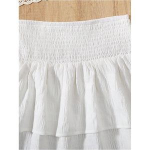 FOXA Women's <b>Tiered</b> Layer High Waist Pleated Ruffle <b>Skirt</b> 100% Cotton Chiffon Casual Flowy Elastic Comfortable <b>Skirt</b> - Product Image 6