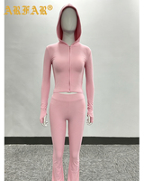 Ensembles pour femmes deux pièces tenue Basics sweat à capuche et pantalon évasé veste zippée pantalon évasé maigre ensemble de survêtement de jogging vêtements pour femmes