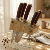 Lot de 15 couteaux de chef de cuisine professionnels en acier inoxydable avec affûteur de bloc et ciseaux