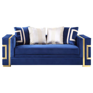 Venta caliente Conjunto de sofá moderno de lujo Tela de terciopelo de color azul Estilo de América del Norte 1 <span class=keywords><strong>2</strong></span> 3 juego Sofá de la sala de estar - Product Image 3