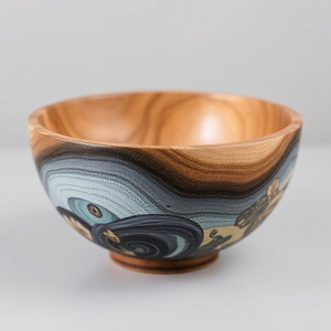 Bol de service en bois imprimé, artisanal, de qualité supérieure, au design moderne, robuste et alimentairement sûr, pour la maison, les restaurants et la restauration. - Product Image 3