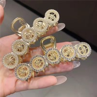 Pince à cheveux GUOO personnalisable haut de gamme en alliage de zinc avec strass et griffes de requin, style influenceur, géométrique/circulaire, perles de niche