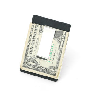 Porte-cartes RFID ultra-mince avec logo personnalisé pince à billets portefeuille durable en cuir de cheval fou avec blocage RFID pour hommes - Product Image 4