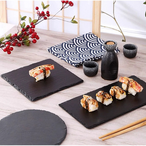 Assiettes à dîner rectangulaires en ardoise noire, plateau de service pour steak, cuisine occidentale et japonaise, plateau à fruits, assiette plate - Product Image 2